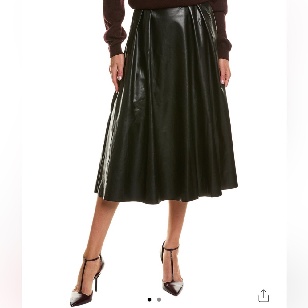 NWT Abbey faux leather black midi skirt, size S.